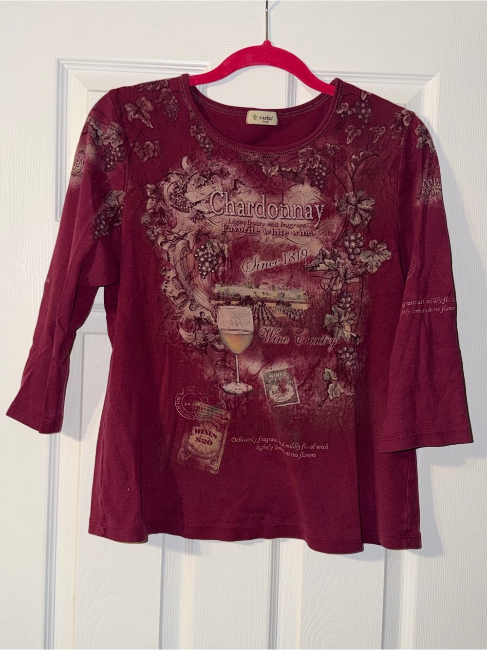 Cactus Burgundy Chardonnay Graphic 3/4-Sleeve Tee